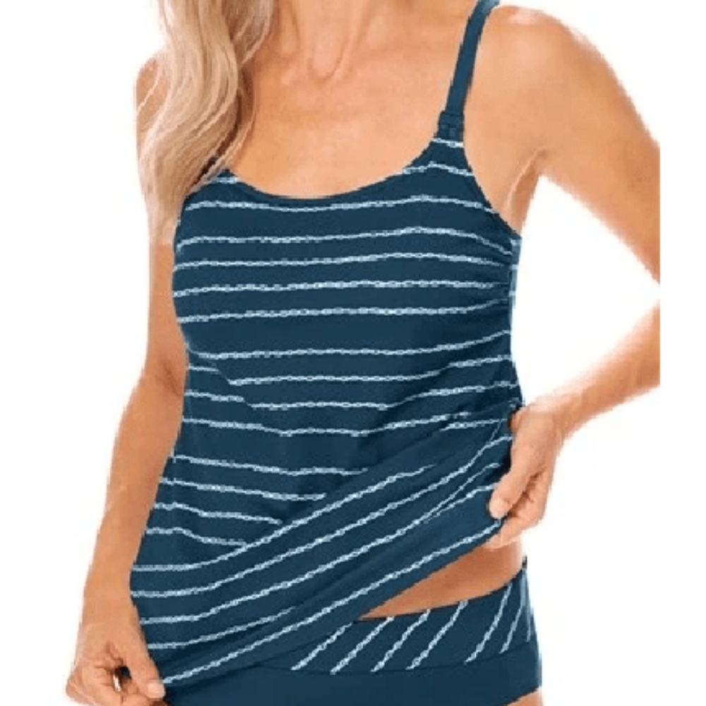 NEW / NWT Amoena Dark Teal / White Tankini w/ Adjustable Straps 🌴 HOST PICK ⛱️